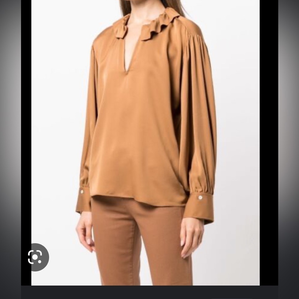 New - Frame 100% silk ruffle collar blouse - Picture 7 of 11